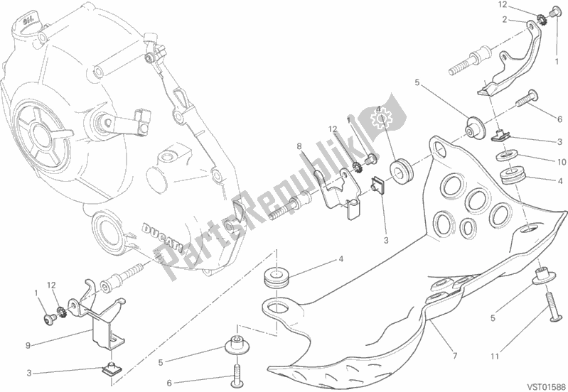 Alle onderdelen voor de Bewaker, Motor van de Ducati Scrambler Desert Sled 803 2017